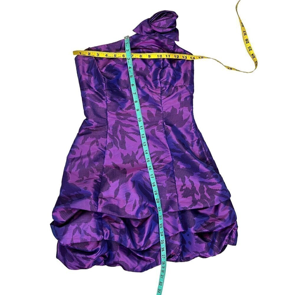 Roberta Purple One Shoulder Jacquard Mini Dress Sz 6 Cocktail Wedding Guest - Picture 8 of 9